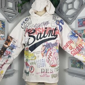 Saint Michael Hoodie Sweatshirt Takashi Murakami Y2K Graphic Graffiti Vintage XL